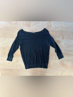 🌺 2/$20 Roxy off shoulder black cotton knit sweater fits like medium